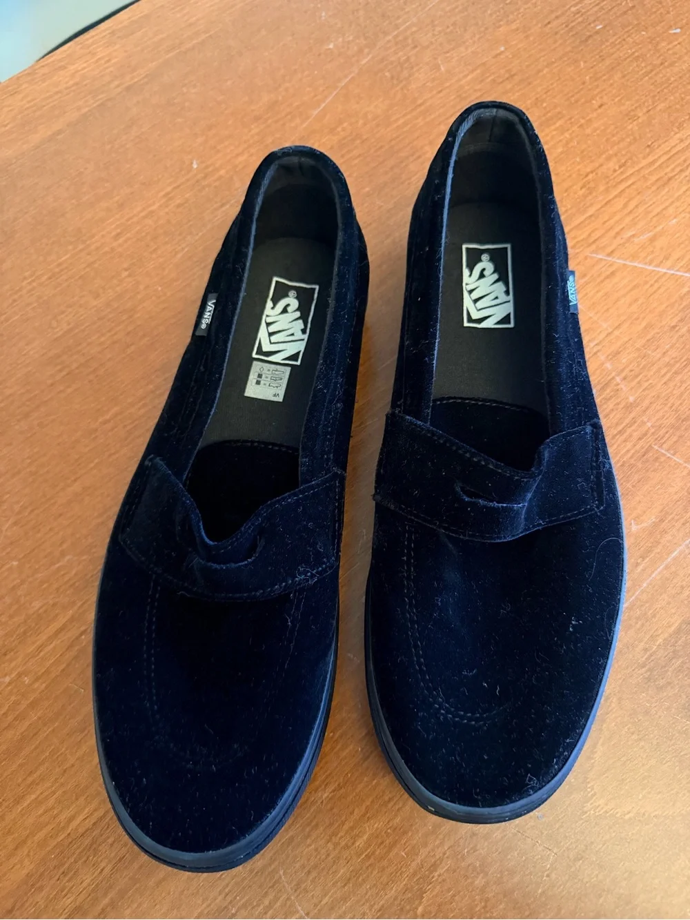 Vans Men’s Black Velvet Slip-On Penny Loafers